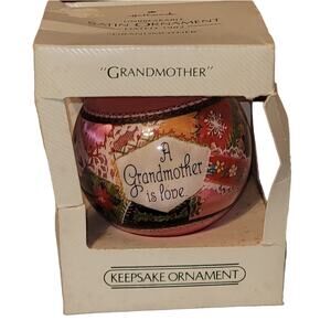 Vntg Hallmark Keepsake "A Grandmother Is Love" Satin Ball Christmas Ornament